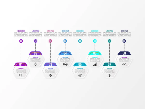 Modèle Vectoriel Conception Infographie Avec Des Étapes Options Des Icônes — Image vectorielle