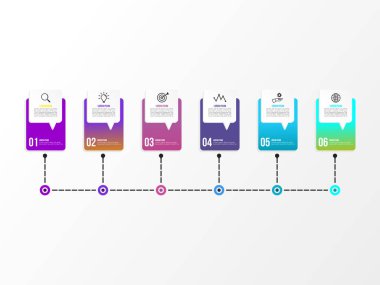 Vektör Infografik tasarım şablonu seçenekleri adımlar ve pazarlama simgeleri ile bilgi grafiği, sunumlar, süreç, diyagramları, yıllık raporlar, iş akışı düzeni için kullanılabilir. Vektör Illustration