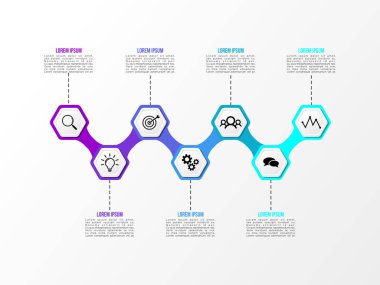 Vektör Infografik tasarım şablonu seçenekleri adımlar ve pazarlama simgeleri ile bilgi grafiği, sunumlar, süreç, diyagramları, yıllık raporlar, iş akışı düzeni için kullanılabilir. Vektör Illustration