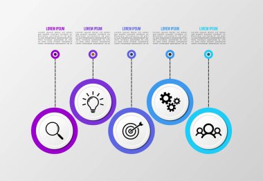 Vektör Infografik tasarım şablonu seçenekleri adımlar ve pazarlama simgeleri ile bilgi grafiği, sunumlar, süreç, diyagramları, yıllık raporlar, iş akışı düzeni için kullanılabilir. Vektör Illustration