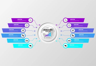 Vektör Infografik tasarım şablonu seçenekleri adımlar ve pazarlama simgeleri ile bilgi grafiği, sunumlar, süreç, diyagramları, yıllık raporlar, iş akışı düzeni için kullanılabilir. Vektör Illustration