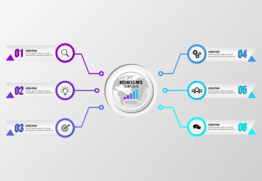 Vektör Infografik tasarım şablonu seçenekleri adımlar ve pazarlama simgeleri ile bilgi grafiği, sunumlar, süreç, diyagramları, yıllık raporlar, iş akışı düzeni için kullanılabilir. Vektör Illustration