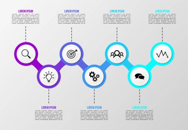 Vektör Infografik tasarım şablonu seçenekleri adımlar ve pazarlama simgeleri ile bilgi grafiği, sunumlar, süreç, diyagramları, yıllık raporlar, iş akışı düzeni için kullanılabilir. Vektör Illustration