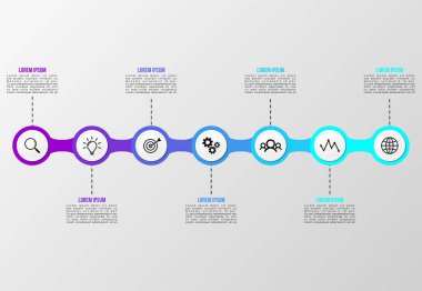 Vektör Infografik tasarım şablonu seçenekleri adımlar ve pazarlama simgeleri ile bilgi grafiği, sunumlar, süreç, diyagramları, yıllık raporlar, iş akışı düzeni için kullanılabilir. Vektör Illustration