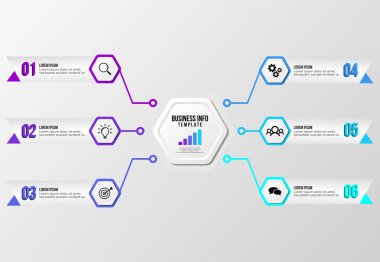 Vektör Infografik tasarım şablonu seçenekleri adımlar ve pazarlama simgeleri ile bilgi grafiği, sunumlar, süreç, diyagramları, yıllık raporlar, iş akışı düzeni için kullanılabilir. Vektör Illustration