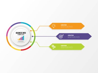 Vektör Infografik tasarım şablonu seçenekleri adımlar ve pazarlama simgeleri ile bilgi grafiği, sunumlar, süreç, diyagramları, yıllık raporlar, iş akışı düzeni için kullanılabilir. Vektör Illustration