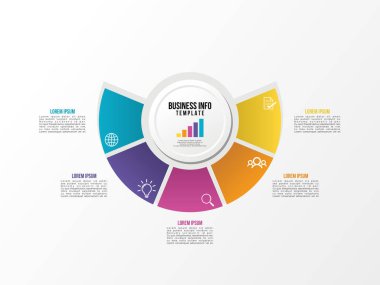 Vektör Infografik tasarım şablonu seçenekleri adımlar ve pazarlama simgeleri ile bilgi grafiği, sunumlar, süreç, diyagramları, yıllık raporlar, iş akışı düzeni için kullanılabilir. Vektör Illustration