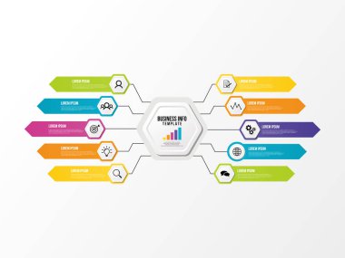 Vektör Infografik tasarım şablonu seçenekleri adımlar ve pazarlama simgeleri ile bilgi grafiği, sunumlar, süreç, diyagramları, yıllık raporlar, iş akışı düzeni için kullanılabilir. Vektör Illustration