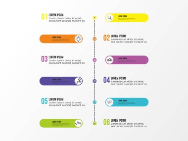 Vektör Infografik tasarım şablonu seçenekleri adımlar ve pazarlama simgeleri ile bilgi grafiği, sunumlar, süreç, diyagramları, yıllık raporlar, iş akışı düzeni için kullanılabilir. Vektör Illustration