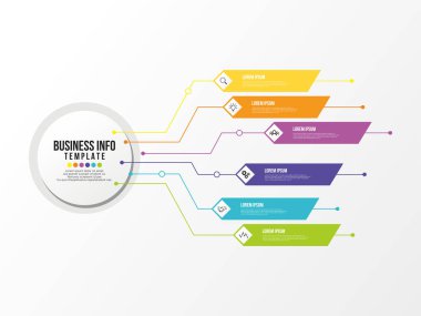 Vektör Infografik tasarım şablonu seçenekleri adımlar ve pazarlama simgeleri ile bilgi grafiği, sunumlar, süreç, diyagramları, yıllık raporlar, iş akışı düzeni için kullanılabilir. Vektör Illustration