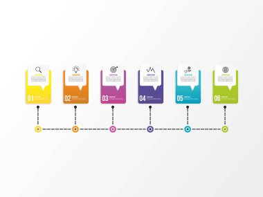 Vektör Infografik tasarım şablonu seçenekleri adımlar ve pazarlama simgeleri ile bilgi grafiği, sunumlar, süreç, diyagramları, yıllık raporlar, iş akışı düzeni için kullanılabilir. Vektör Illustration