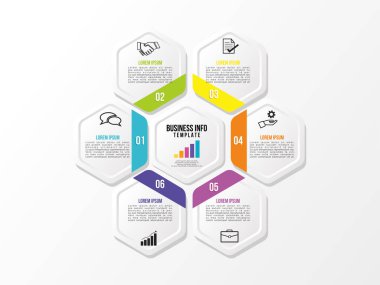 Vektör Infografik tasarım şablonu seçenekleri adımlar ve pazarlama simgeleri ile bilgi grafiği, sunumlar, süreç, diyagramları, yıllık raporlar, iş akışı düzeni için kullanılabilir. Vektör Illustration