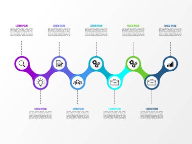Vektör Infografik tasarım şablonu seçenekleri adımlar ve pazarlama simgeleri ile bilgi grafiği, sunumlar, süreç, diyagramları, yıllık raporlar, iş akışı düzeni için kullanılabilir. Vektör Illustration