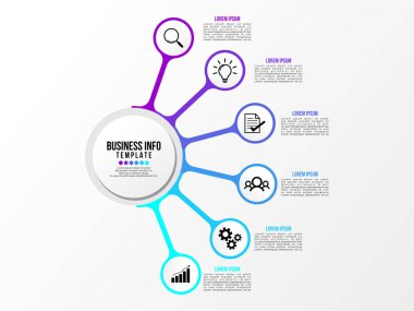 Vektör Infografik tasarım şablonu seçenekleri adımlar ve pazarlama simgeleri ile bilgi grafiği, sunumlar, süreç, diyagramları, yıllık raporlar, iş akışı düzeni için kullanılabilir. Vektör Illustration