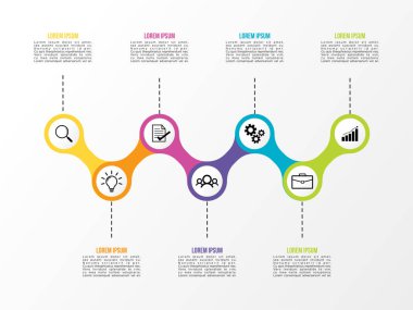 Vektör Infografik tasarım şablonu seçenekleri adımlar ve pazarlama simgeleri ile bilgi grafiği, sunumlar, süreç, diyagramları, yıllık raporlar, iş akışı düzeni için kullanılabilir. Vektör Illustration