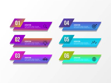 Vektör Infografik tasarım şablonu seçenekleri adımlar ve pazarlama simgeleri ile bilgi grafiği, sunumlar, süreç, diyagramları, yıllık raporlar, iş akışı düzeni için kullanılabilir. Vektör Illustration