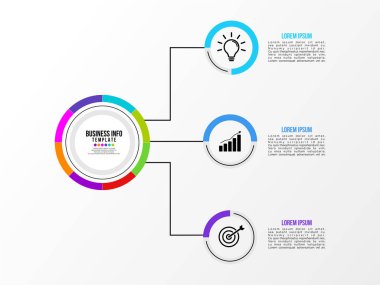 Vektör Infografik tasarım şablonu seçenekleri adımlar ve pazarlama simgeleri ile bilgi grafiği, sunumlar, süreç, diyagramları, yıllık raporlar, iş akışı düzeni için kullanılabilir. Vektör Illustration