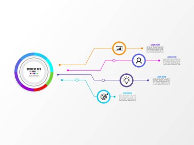 Vektör Infografik tasarım şablonu seçenekleri adımlar ve pazarlama simgeleri ile bilgi grafiği, sunumlar, süreç, diyagramları, yıllık raporlar, iş akışı düzeni için kullanılabilir. Vektör Illustration