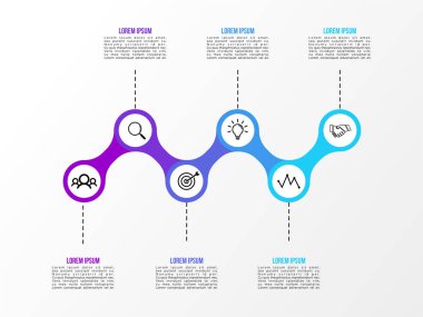 Vektör Infografik tasarım şablonu seçenekleri adımlar ve pazarlama simgeleri ile bilgi grafiği, sunumlar, süreç, diyagramları, yıllık raporlar, iş akışı düzeni için kullanılabilir. Vektör Illustration