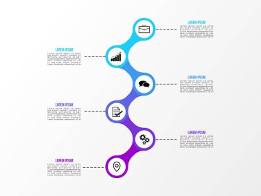 Vektör Infografik tasarım şablonu seçenekleri adımlar ve pazarlama simgeleri ile bilgi grafiği, sunumlar, süreç, diyagramları, yıllık raporlar, iş akışı düzeni için kullanılabilir. Vektör Illustration
