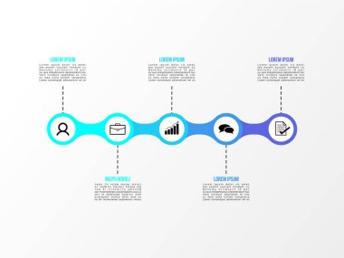 Vektör Infografik tasarım şablonu seçenekleri adımlar ve pazarlama simgeleri ile bilgi grafiği, sunumlar, süreç, diyagramları, yıllık raporlar, iş akışı düzeni için kullanılabilir. Vektör Illustration