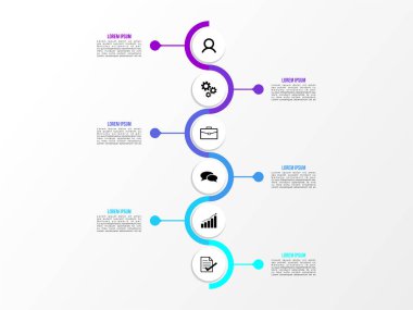 Vektör Infografik tasarım şablonu seçenekleri adımlar ve pazarlama simgeleri ile bilgi grafiği, sunumlar, süreç, diyagramları, yıllık raporlar, iş akışı düzeni için kullanılabilir. Vektör Illustration