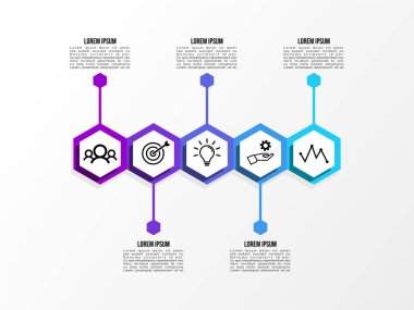 Vektör Infografik tasarım şablonu seçenekleri adımlar ve pazarlama simgeleri ile bilgi grafiği, sunumlar, süreç, diyagramları, yıllık raporlar, iş akışı düzeni için kullanılabilir. Vektör Illustration
