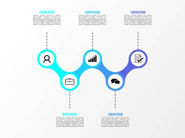 Vektör Infografik tasarım şablonu seçenekleri adımlar ve pazarlama simgeleri ile bilgi grafiği, sunumlar, süreç, diyagramları, yıllık raporlar, iş akışı düzeni için kullanılabilir. Vektör Illustration