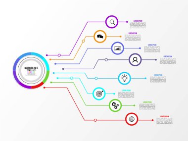 Vektör Infografik tasarım şablonu seçenekleri adımlar ve pazarlama simgeleri ile bilgi grafiği, sunumlar, süreç, diyagramları, yıllık raporlar, iş akışı düzeni için kullanılabilir. Vektör Illustration