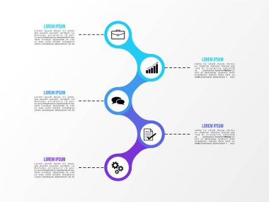 Vektör Infografik tasarım şablonu seçenekleri adımlar ve pazarlama simgeleri ile bilgi grafiği, sunumlar, süreç, diyagramları, yıllık raporlar, iş akışı düzeni için kullanılabilir. Vektör Illustration