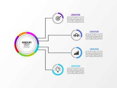 Vektör Infografik tasarım şablonu seçenekleri adımlar ve pazarlama simgeleri ile bilgi grafiği, sunumlar, süreç, diyagramları, yıllık raporlar, iş akışı düzeni için kullanılabilir. Vektör Illustration