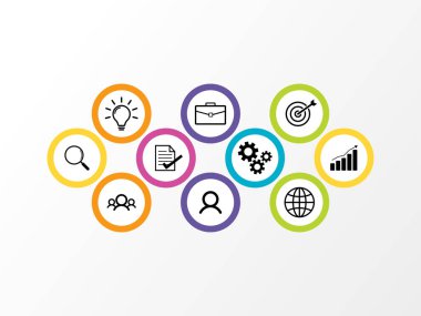 Vektör Infografik tasarım şablonu seçenekleri adımlar ve pazarlama simgeleri ile bilgi grafiği, sunumlar, süreç, diyagramları, yıllık raporlar, iş akışı düzeni için kullanılabilir. Vektör Illustration