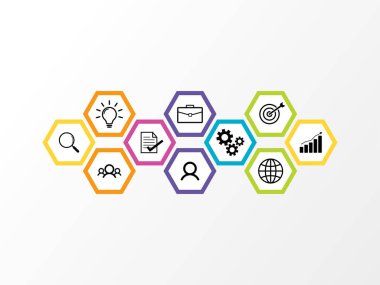 Vektör Infografik tasarım şablonu seçenekleri adımlar ve pazarlama simgeleri ile bilgi grafiği, sunumlar, süreç, diyagramları, yıllık raporlar, iş akışı düzeni için kullanılabilir. Vektör Illustration