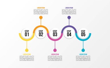 Vektör Infografik tasarım şablonu seçenekleri adımlar ve pazarlama simgeleri ile bilgi grafiği, sunumlar, süreç, diyagramları, yıllık raporlar, iş akışı düzeni için kullanılabilir. Vektör Illustration