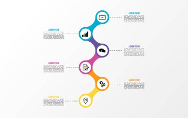 Vektör Infografik tasarım şablonu seçenekleri adımlar ve pazarlama simgeleri ile bilgi grafiği, sunumlar, süreç, diyagramları, yıllık raporlar, iş akışı düzeni için kullanılabilir. Vektör Illustration