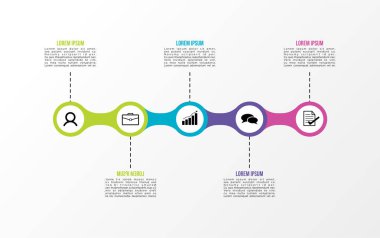Vektör Infografik tasarım şablonu seçenekleri adımlar ve pazarlama simgeleri ile bilgi grafiği, sunumlar, süreç, diyagramları, yıllık raporlar, iş akışı düzeni için kullanılabilir. Vektör Illustration
