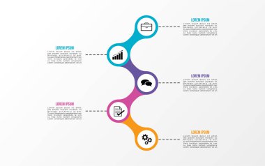 Vektör Infografik tasarım şablonu seçenekleri adımlar ve pazarlama simgeleri ile bilgi grafiği, sunumlar, süreç, diyagramları, yıllık raporlar, iş akışı düzeni için kullanılabilir. Vektör Illustration