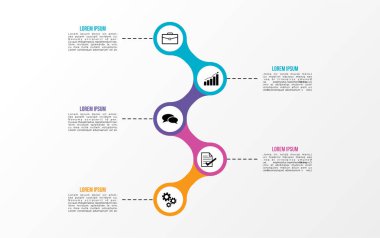 Vektör Infografik tasarım şablonu seçenekleri adımlar ve pazarlama simgeleri ile bilgi grafiği, sunumlar, süreç, diyagramları, yıllık raporlar, iş akışı düzeni için kullanılabilir. Vektör Illustration