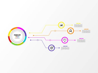 Vektör Infografik tasarım şablonu seçenekleri adımlar ve pazarlama simgeleri ile bilgi grafiği, sunumlar, süreç, diyagramları, yıllık raporlar, iş akışı düzeni için kullanılabilir. Vektör Illustration