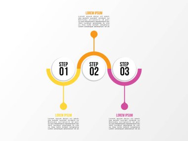 Vektör Infografik tasarım şablonu seçenekleri adımlar ve pazarlama simgeleri ile bilgi grafiği, sunumlar, süreç, diyagramları, yıllık raporlar, iş akışı düzeni için kullanılabilir. Vektör Illustration