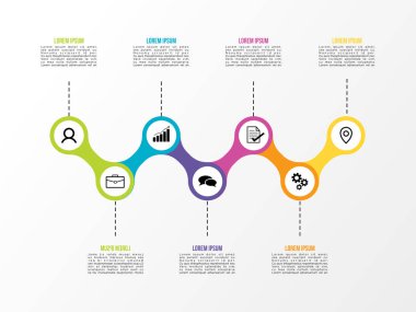 Vektör Infografik tasarım şablonu seçenekleri adımlar ve pazarlama simgeleri ile bilgi grafiği, sunumlar, süreç, diyagramları, yıllık raporlar, iş akışı düzeni için kullanılabilir. Vektör Illustration