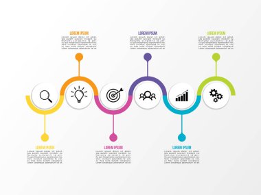 Vektör Infografik tasarım şablonu seçenekleri adımlar ve pazarlama simgeleri ile bilgi grafiği, sunumlar, süreç, diyagramları, yıllık raporlar, iş akışı düzeni için kullanılabilir. Vektör Illustration