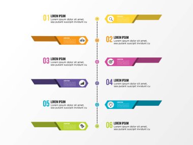 Vektör Infografik tasarım şablonu seçenekleri adımlar ve pazarlama simgeleri ile bilgi grafiği, sunumlar, süreç, diyagramları, yıllık raporlar, iş akışı düzeni için kullanılabilir. Vektör Illustration