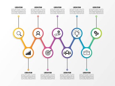 Vektör Infografik tasarım şablonu seçenekleri adımlar ve pazarlama simgeleri ile bilgi grafiği, sunumlar, süreç, diyagramları, yıllık raporlar, iş akışı düzeni için kullanılabilir. Vektör Illustration
