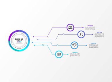 Vektör Infografik tasarım şablonu seçenekleri adımlar ve pazarlama simgeleri ile bilgi grafiği, sunumlar, süreç, diyagramları, yıllık raporlar, iş akışı düzeni için kullanılabilir. Vektör Illustration
