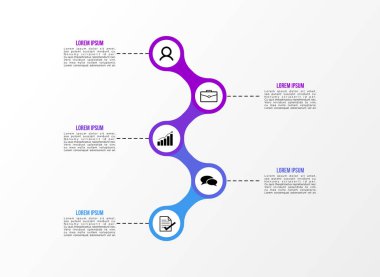 Vektör Infografik tasarım şablonu seçenekleri adımlar ve pazarlama simgeleri ile bilgi grafiği, sunumlar, süreç, diyagramları, yıllık raporlar, iş akışı düzeni için kullanılabilir. Vektör Illustration