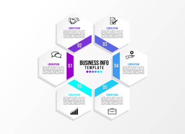 Vektör Infografik tasarım şablonu seçenekleri adımlar ve pazarlama simgeleri ile bilgi grafiği, sunumlar, süreç, diyagramları, yıllık raporlar, iş akışı düzeni için kullanılabilir. Vektör Illustration