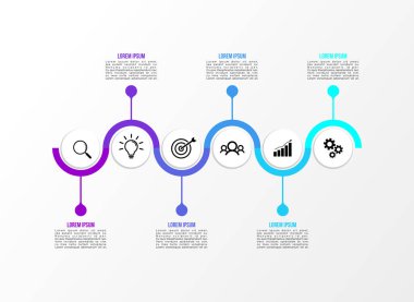 Vektör Infografik tasarım şablonu seçenekleri adımlar ve pazarlama simgeleri ile bilgi grafiği, sunumlar, süreç, diyagramları, yıllık raporlar, iş akışı düzeni için kullanılabilir. Vektör Illustration