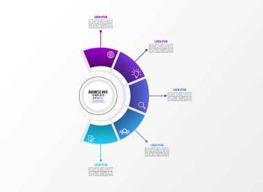 Vektör Infografik tasarım şablonu seçenekleri adımlar ve pazarlama simgeleri ile bilgi grafiği, sunumlar, süreç, diyagramları, yıllık raporlar, iş akışı düzeni için kullanılabilir. Vektör Illustration