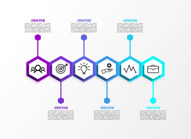 Vektör Infografik tasarım şablonu seçenekleri adımlar ve pazarlama simgeleri ile bilgi grafiği, sunumlar, süreç, diyagramları, yıllık raporlar, iş akışı düzeni için kullanılabilir. Vektör Illustration